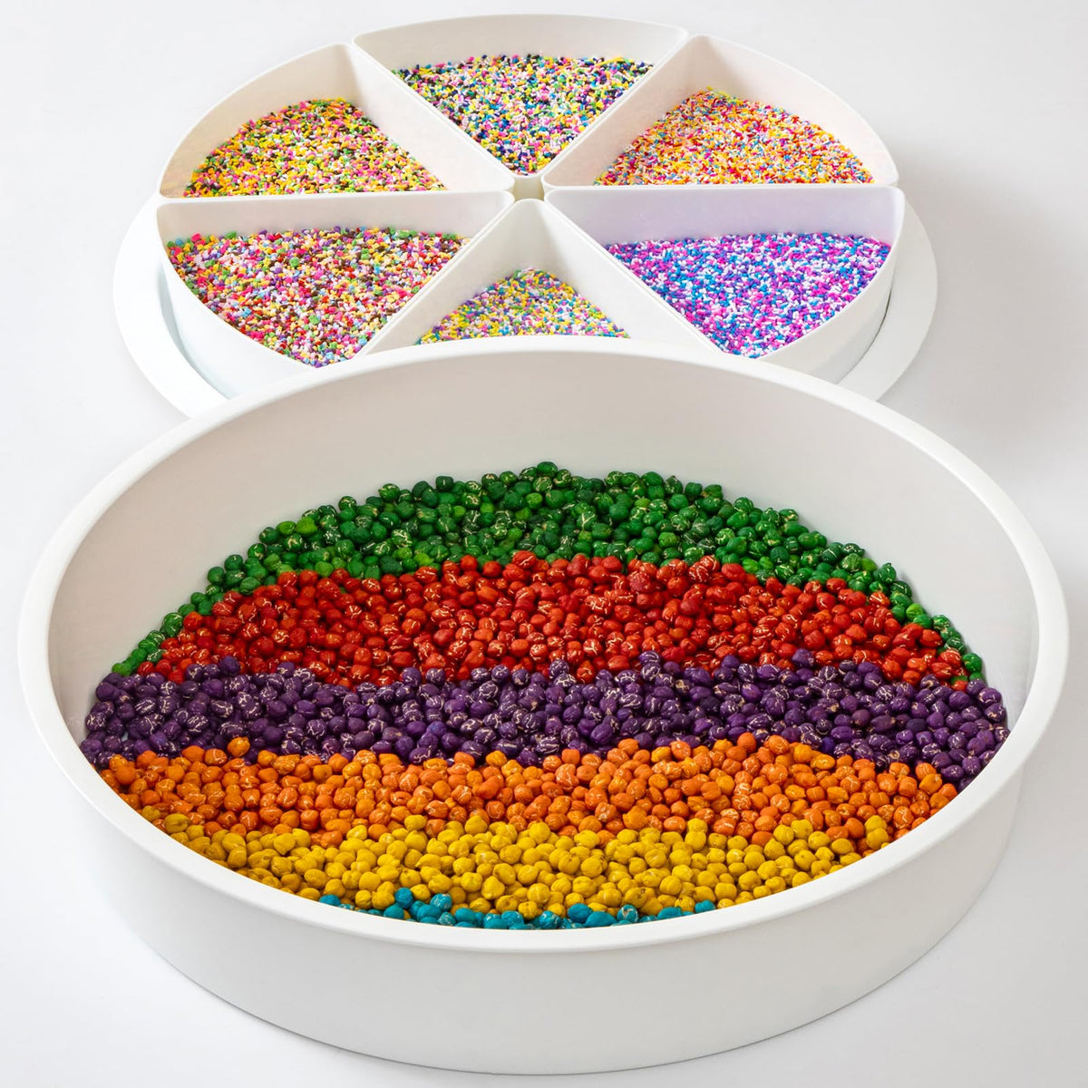 Odoorgames round sensory bin with lid, stable surface for toddler group play