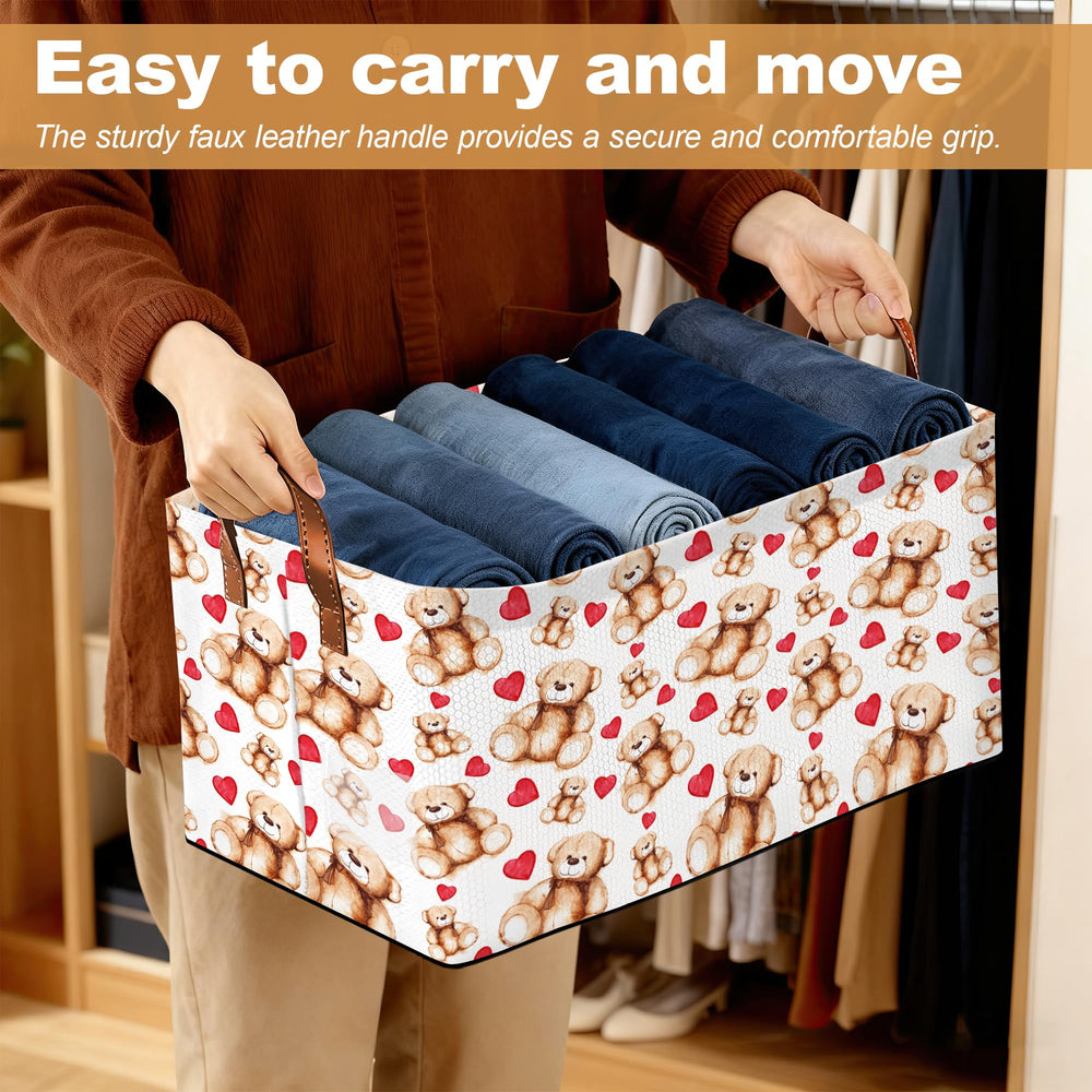 Oeaskly Bear Heart Bin durable fabric and wipe-clean surface
