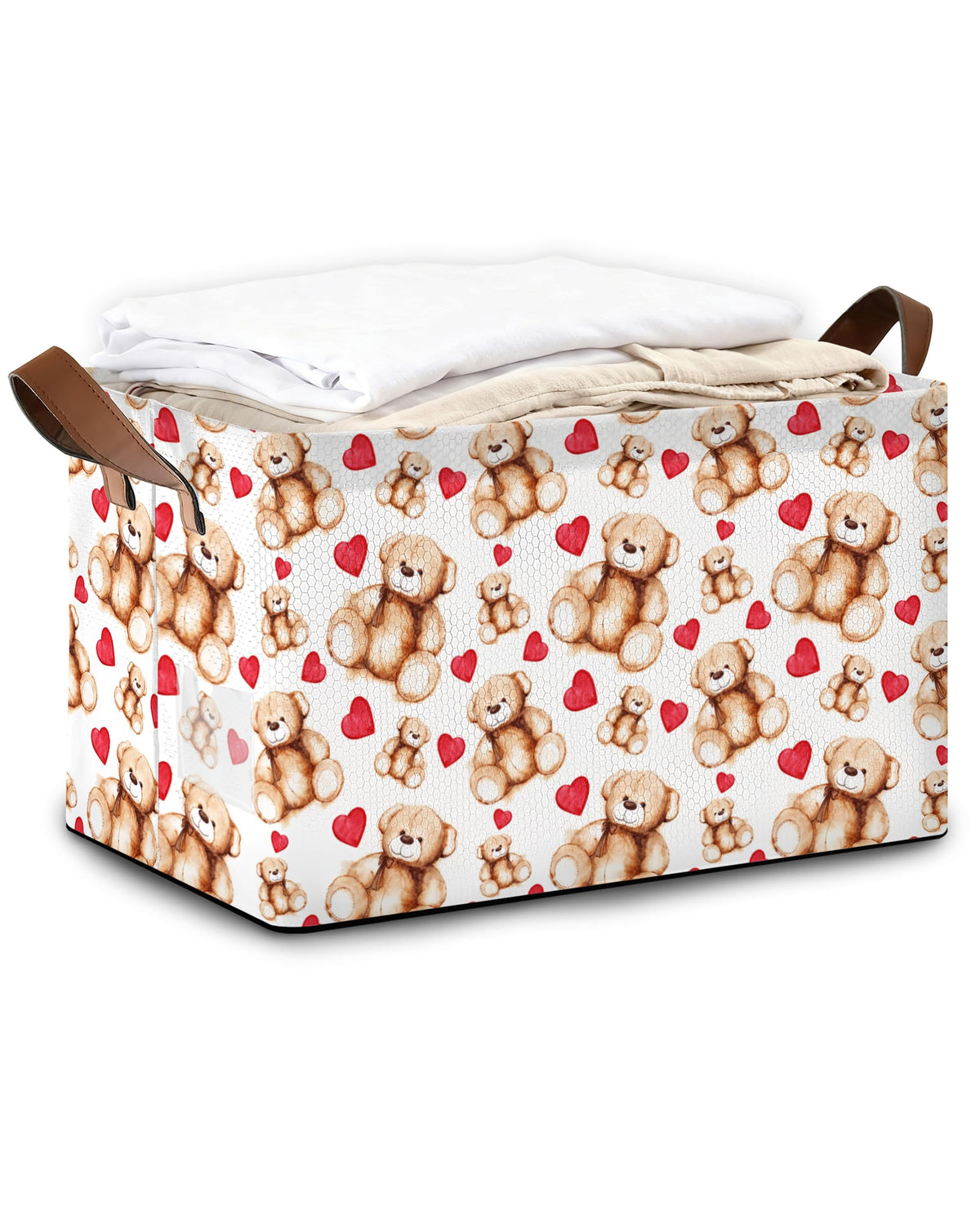 Oeaskly Bear Heart Bin with Handles for easy lift and versatile storage