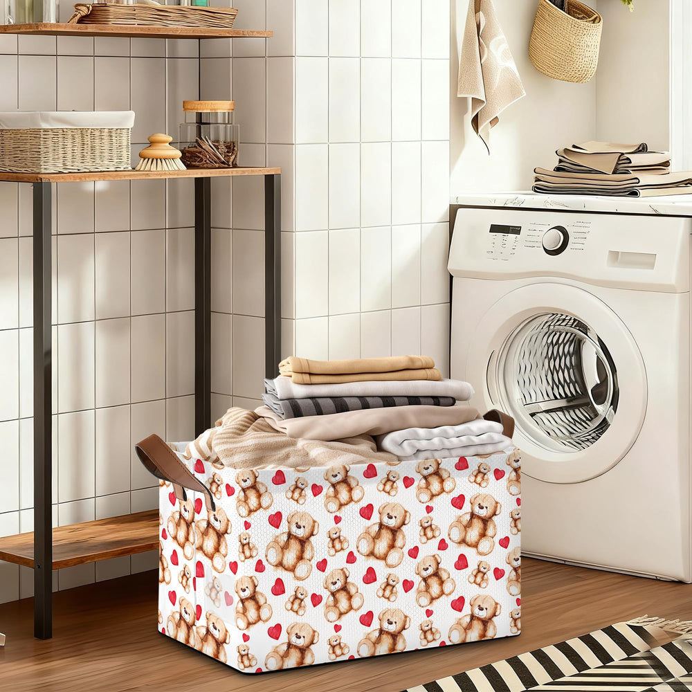 Oeaskly Bear Heart Bin suitable for laundry or pantry storage