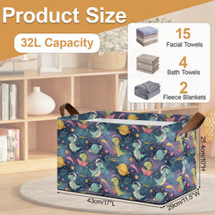 Oeaskly space dinosaur bin folded flat for compact storage