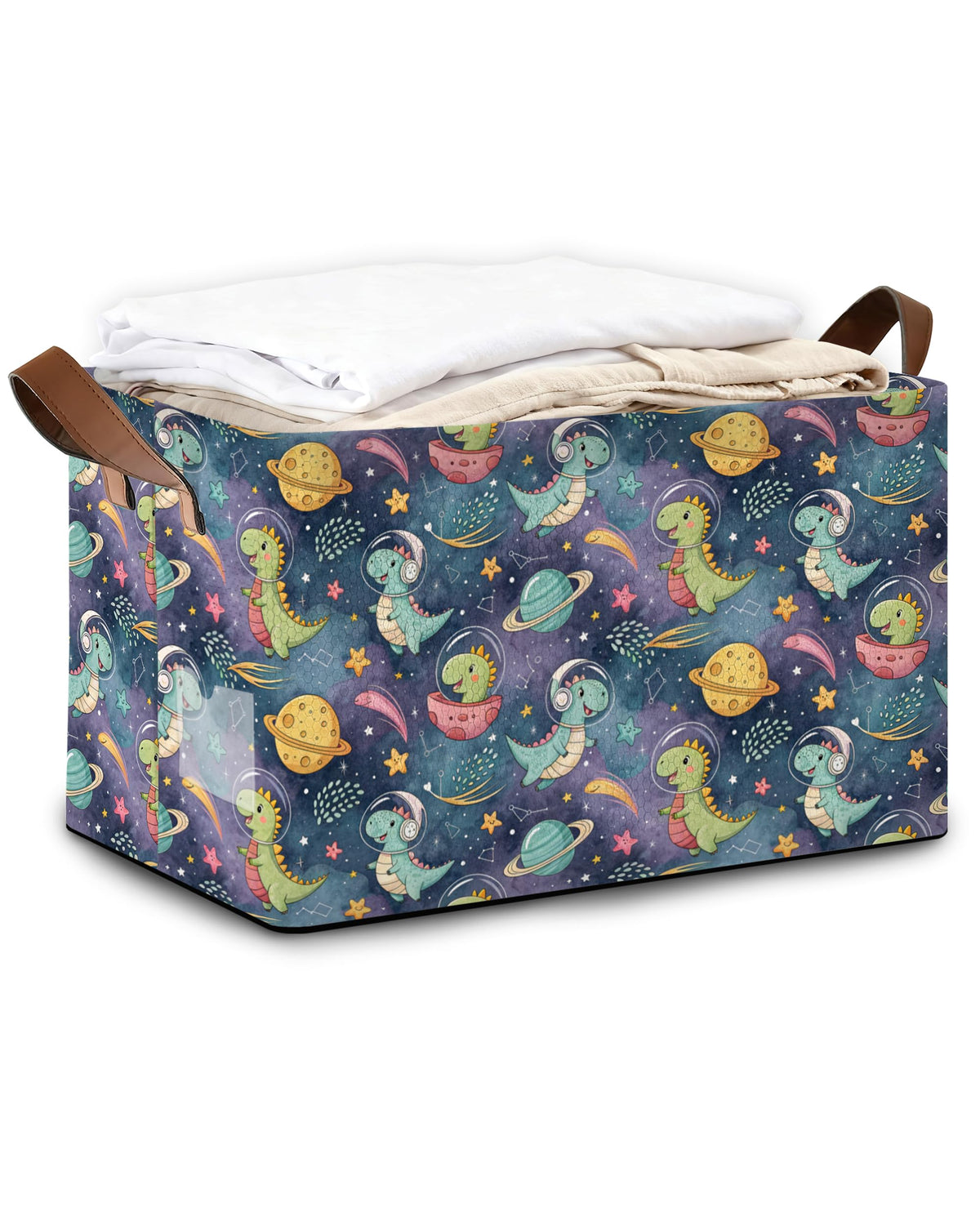 Oeaskly 32L space dinosaur bin with handles for easy transport and organization