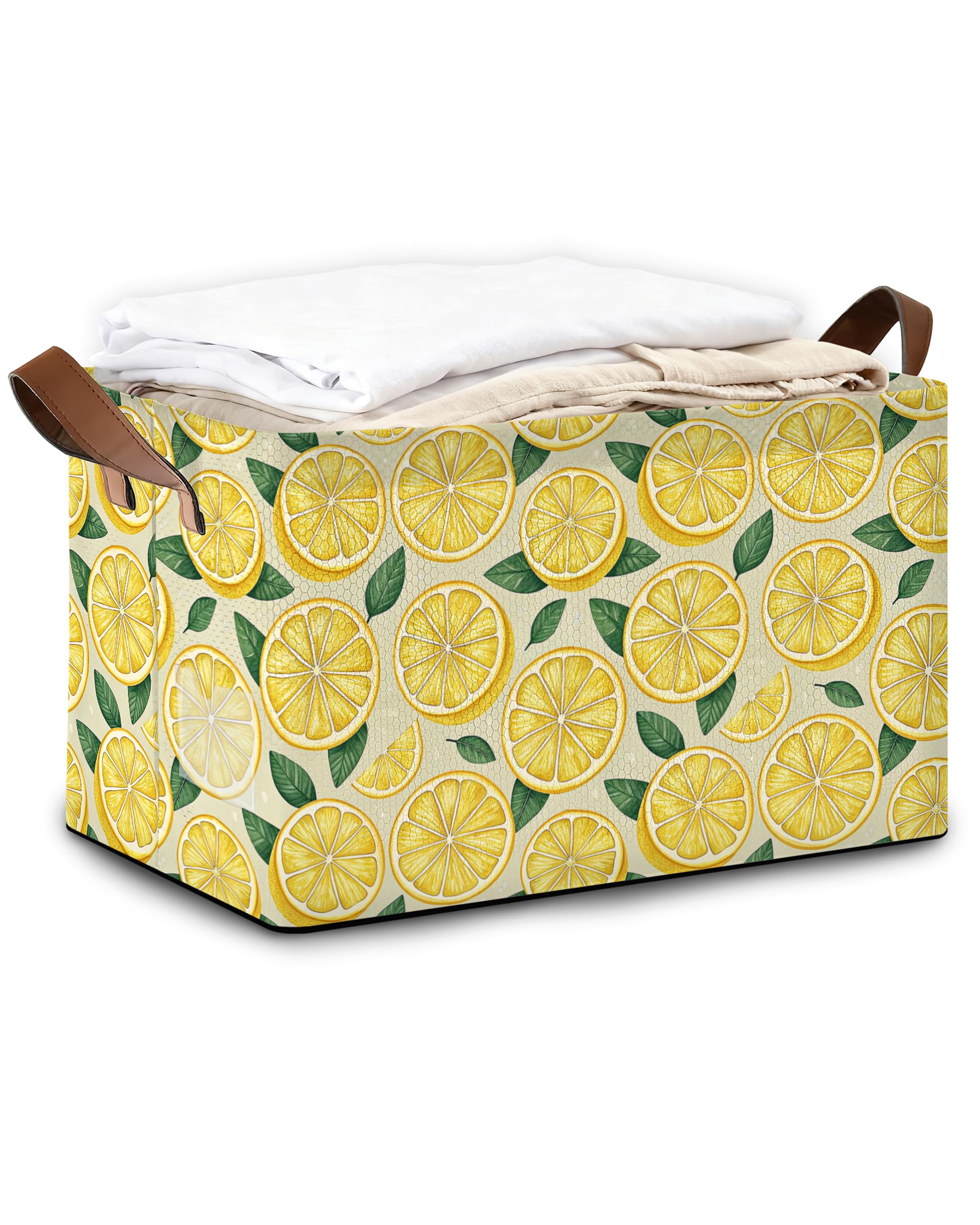 Oeaskly lemon storage bin on shelf for tidy closet organization