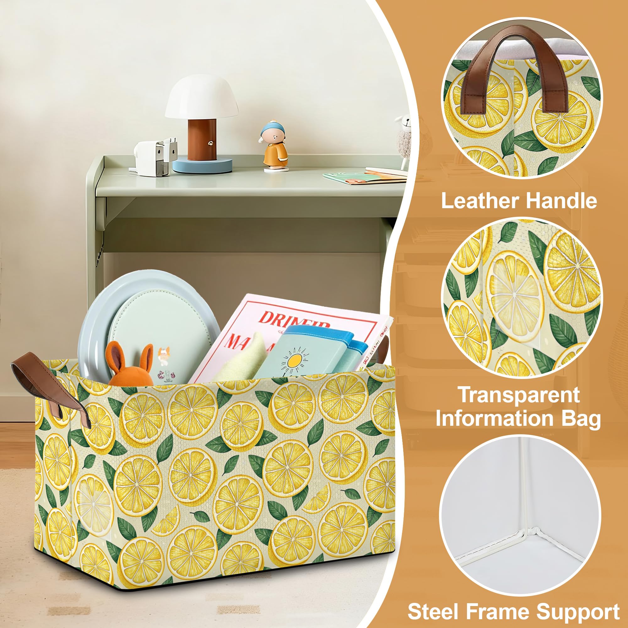 Oeaskly lemon storage bin used as a toy chest in playroom