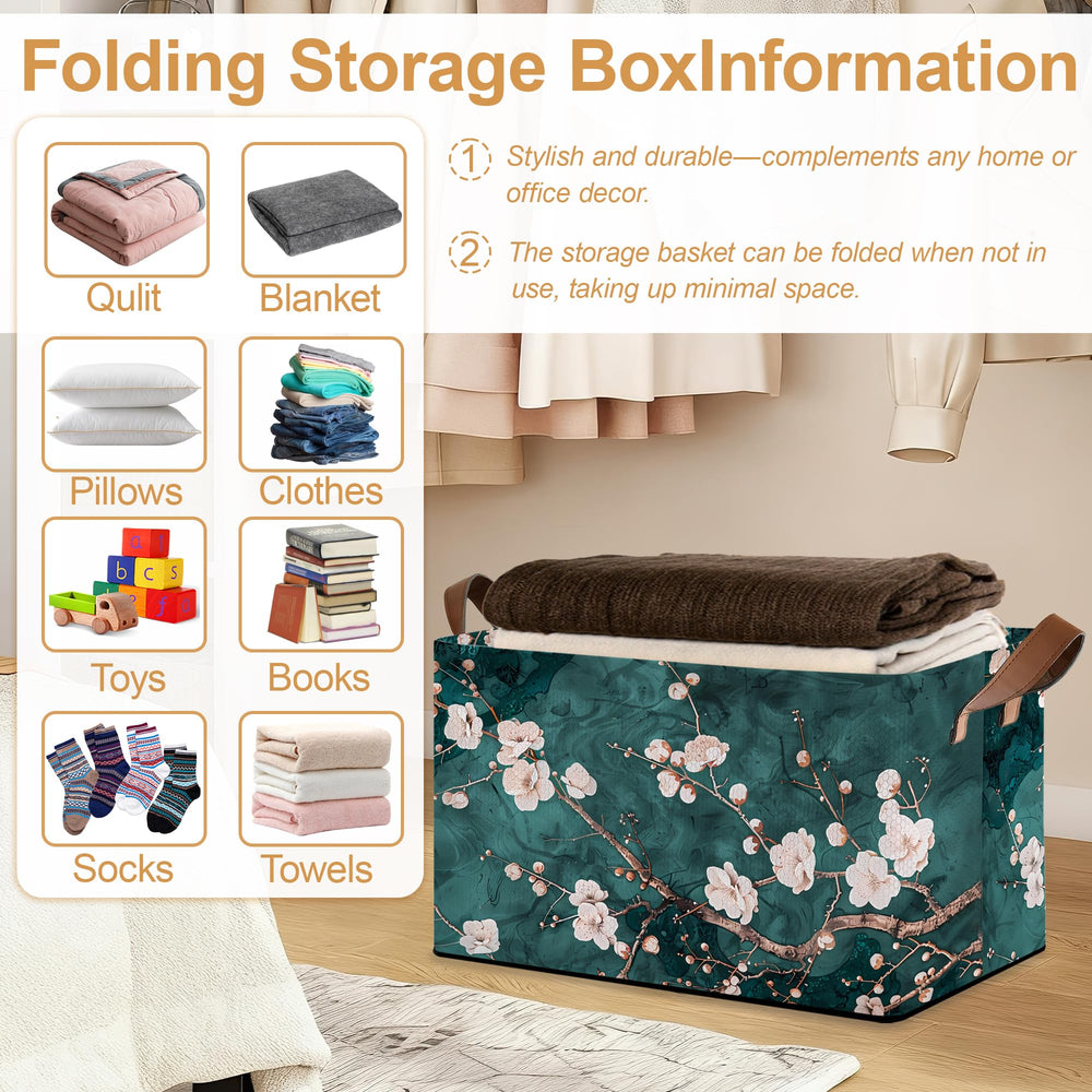 Oeaskly Plum Blossom storage bin folded-flat saves space when not in use.