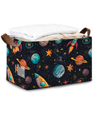Oeaskly Space Planet bin with handles for easy transport in nursery