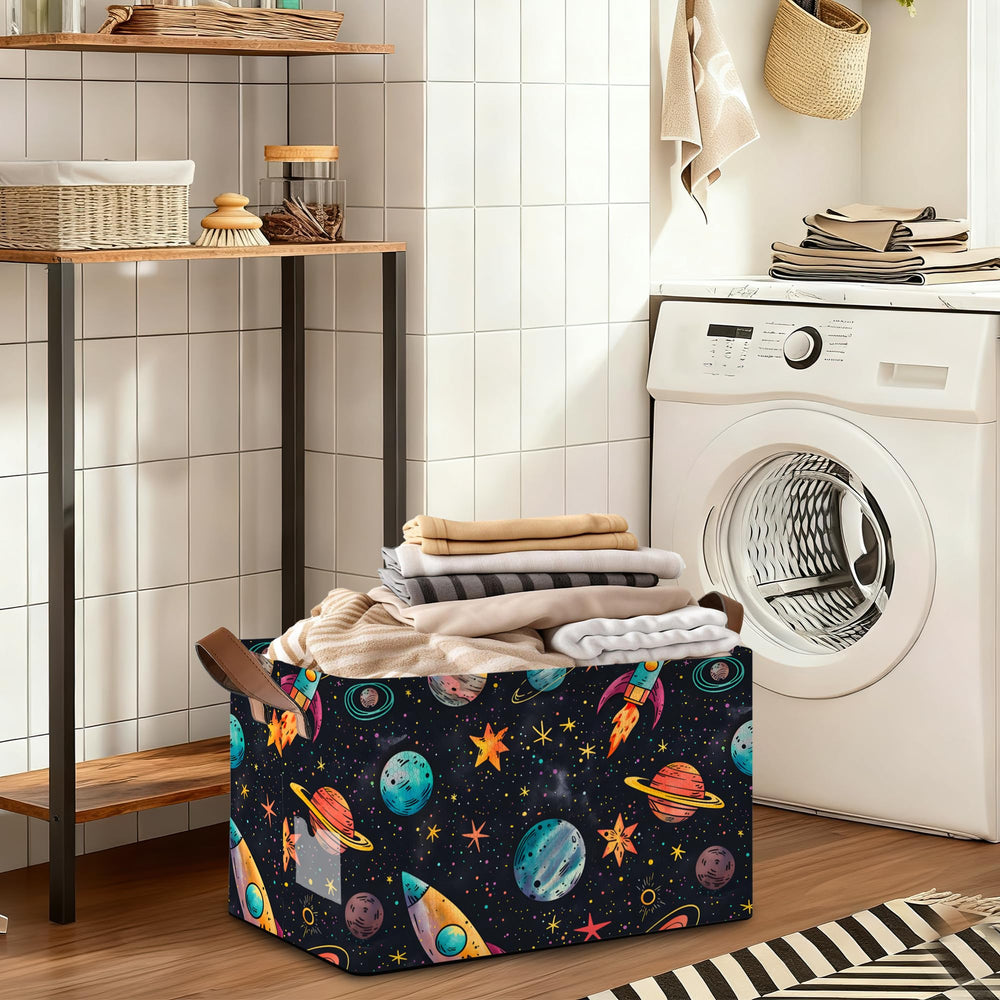 Stackable arrangement of Oeaskly bins for organized storage