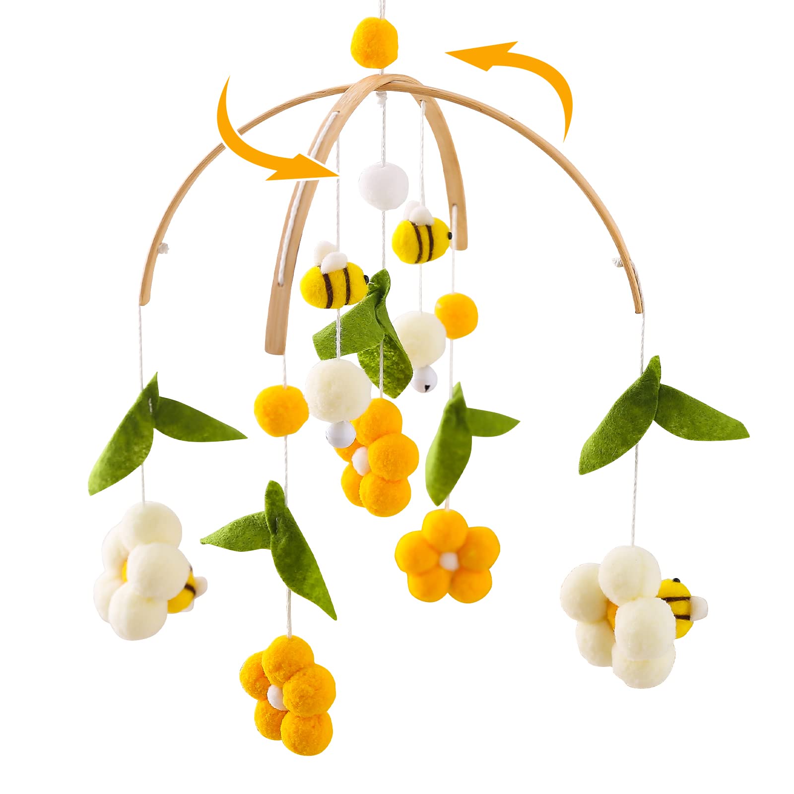 OESSUF baby mobile crib decor featuring bee and flower motifs for soothing visuals.