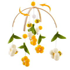 OESSUF baby mobile crib decor featuring bee and flower motifs for soothing visuals.