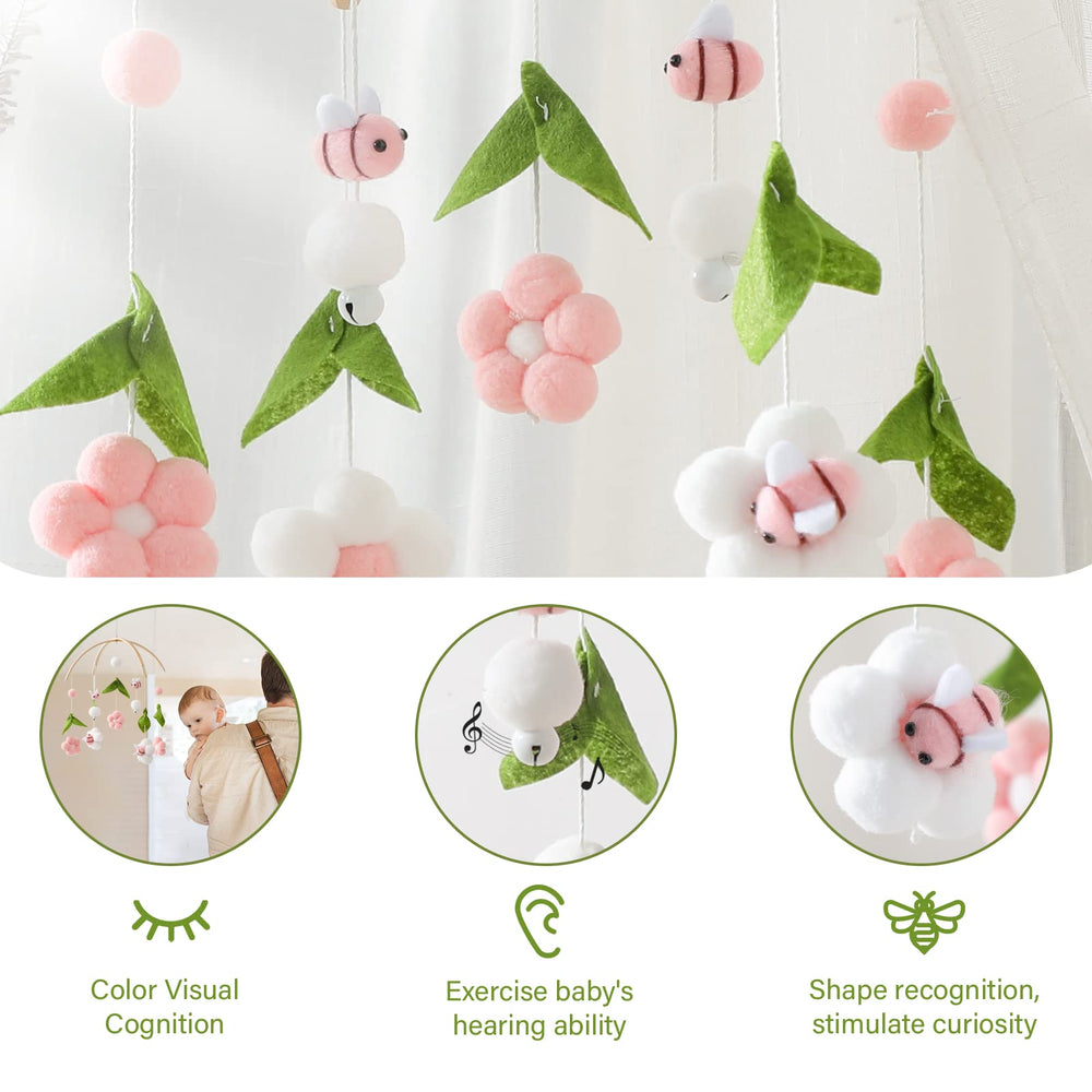 OESSUF baby mobile made with safe logs and cotton dolls for peace of mind
