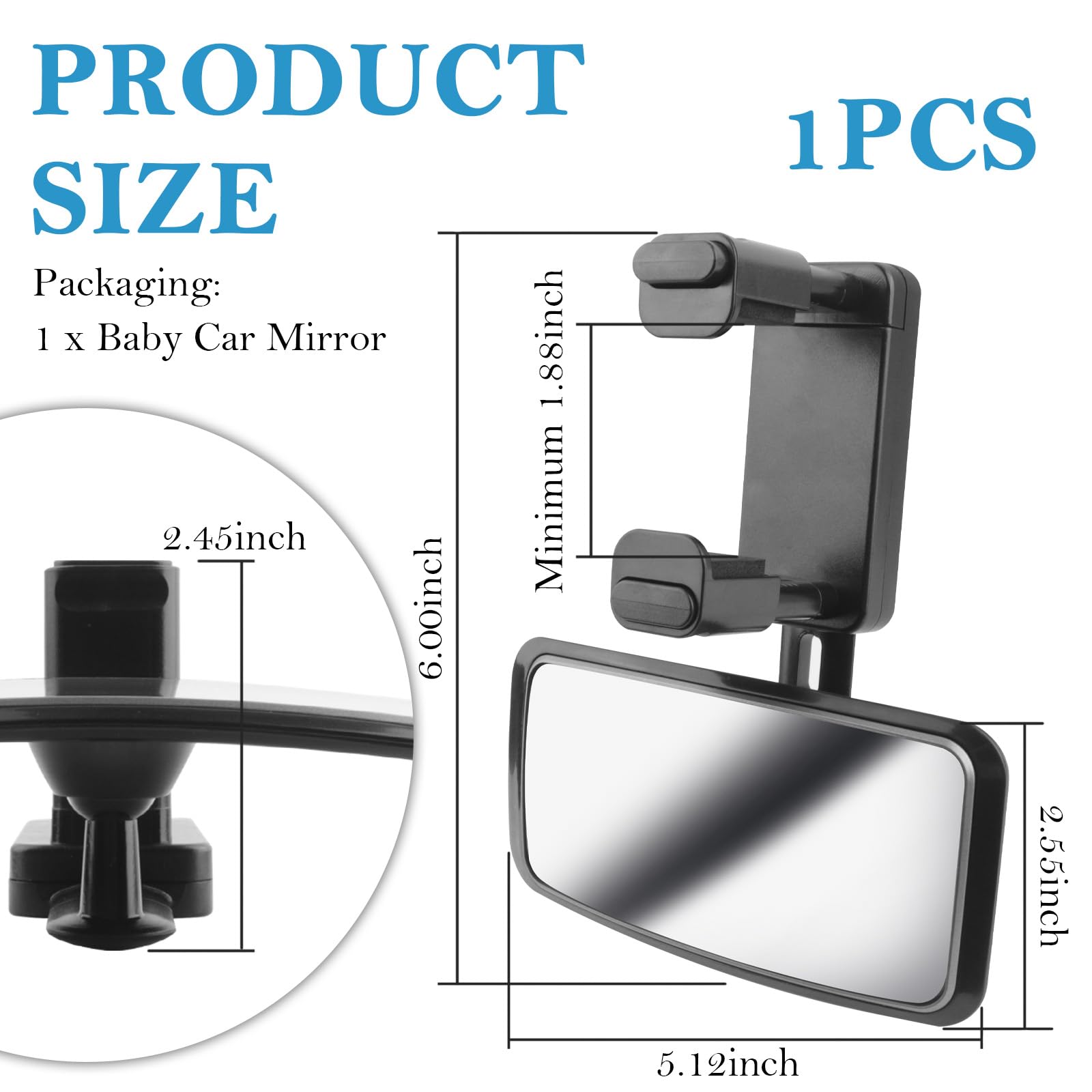 OFBAND clip-on baby car mirror attaches easily to any rearview mirror.