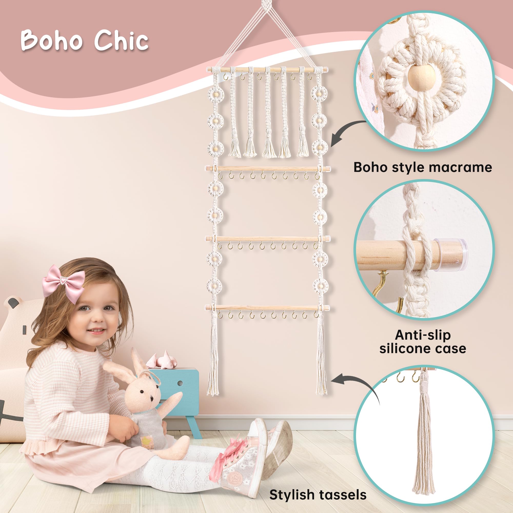 Officentra metal hooks rotate 360 degrees to prevent slipping and improve stability.