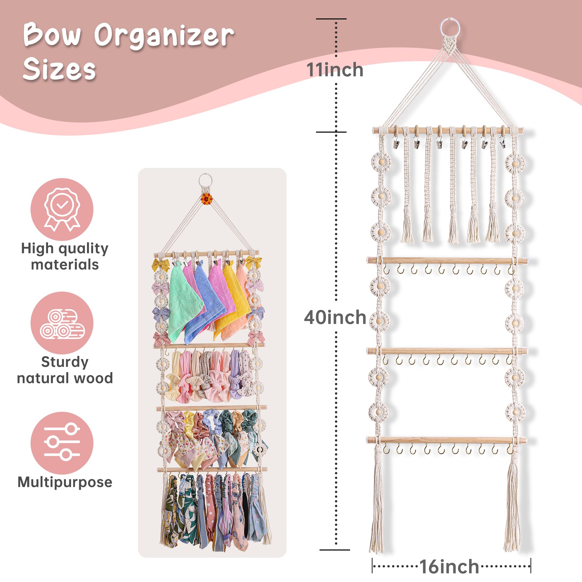 Officentra headband holder with metal hooks organizes hair accessories for quick access.