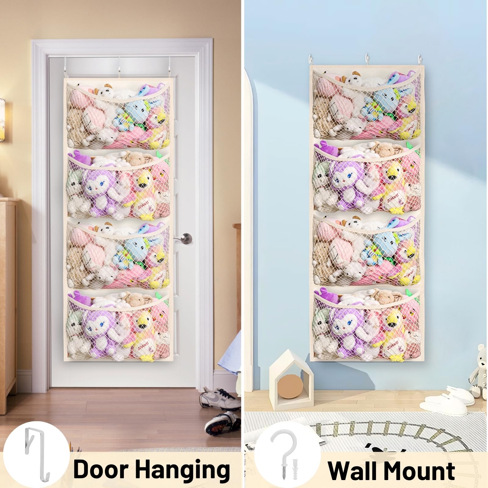 Ofiray-home cotton toy organizer with mesh window makes contents easy to spot.