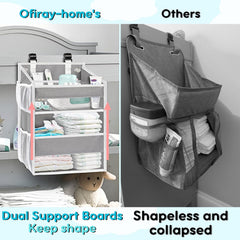 Ofiray-home diaper organizer with side pockets keeps wipes and creams within reach.
