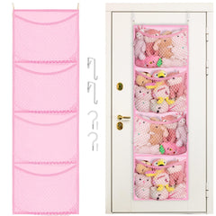 Ofiray-home over-the-door stuffed animal storage front view keeps plush toys organized and accessible.