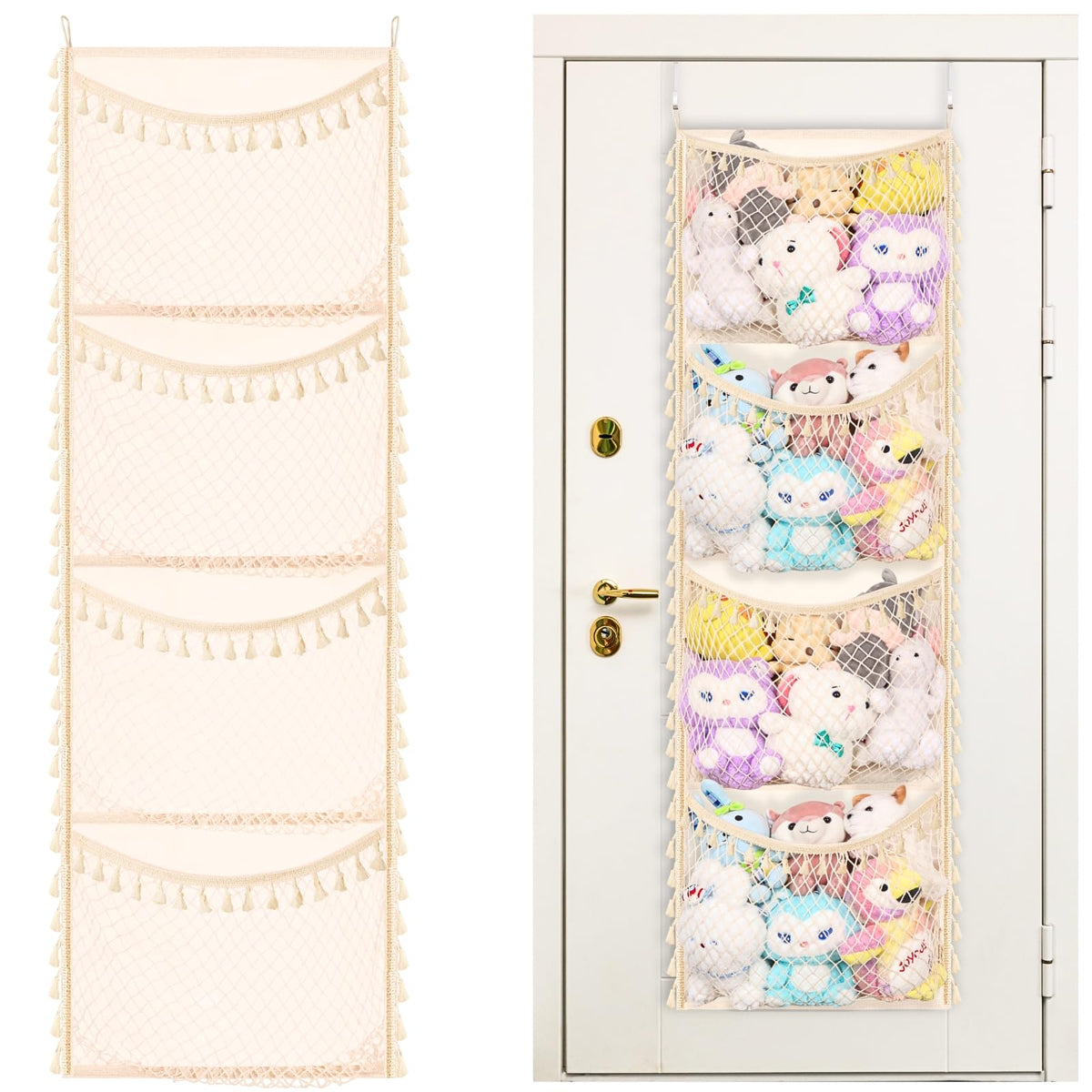 Ofiray-home Over The Door Stuffed Animal Storage with 4 pockets for easy toy organization
