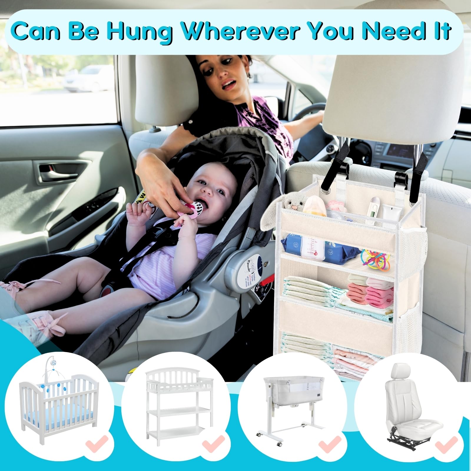Ofiray-home side pockets hold creams, ointments, and small toys.