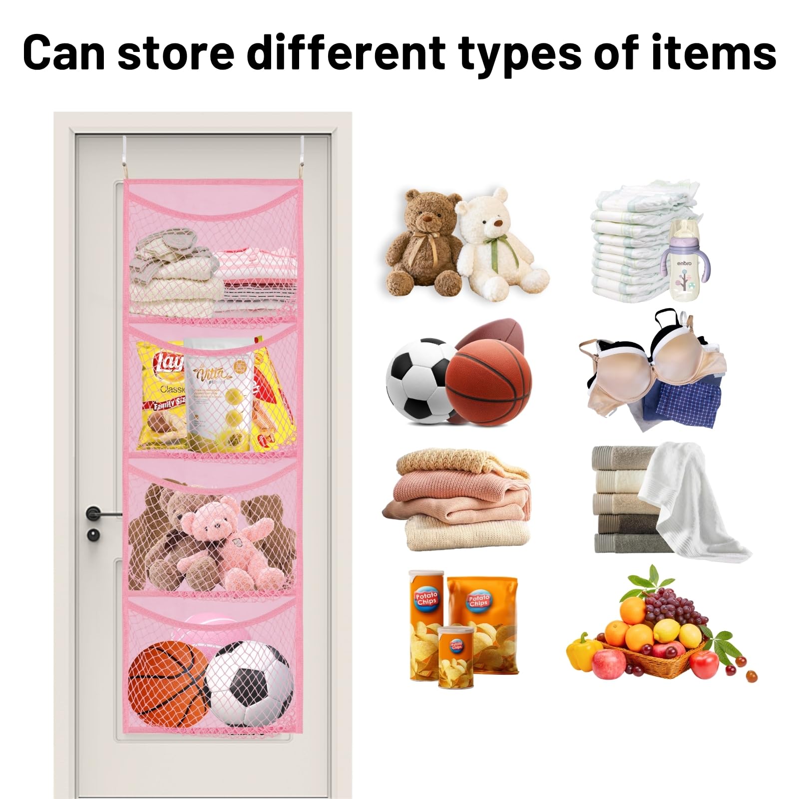 Ofiray-home storage with easy installation demonstrates door organizer on standard door.