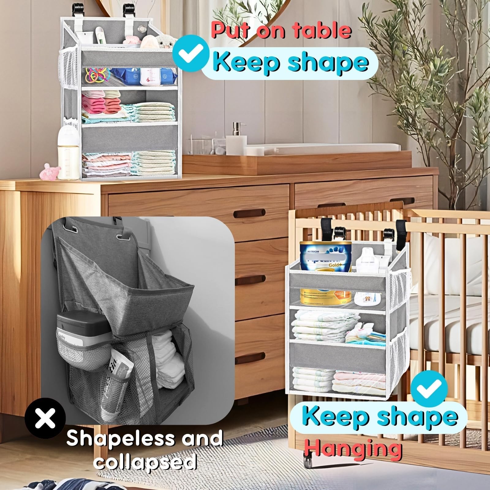 Ofiray-home two-tier diaper caddy showcases a durable design that resists deformation.
