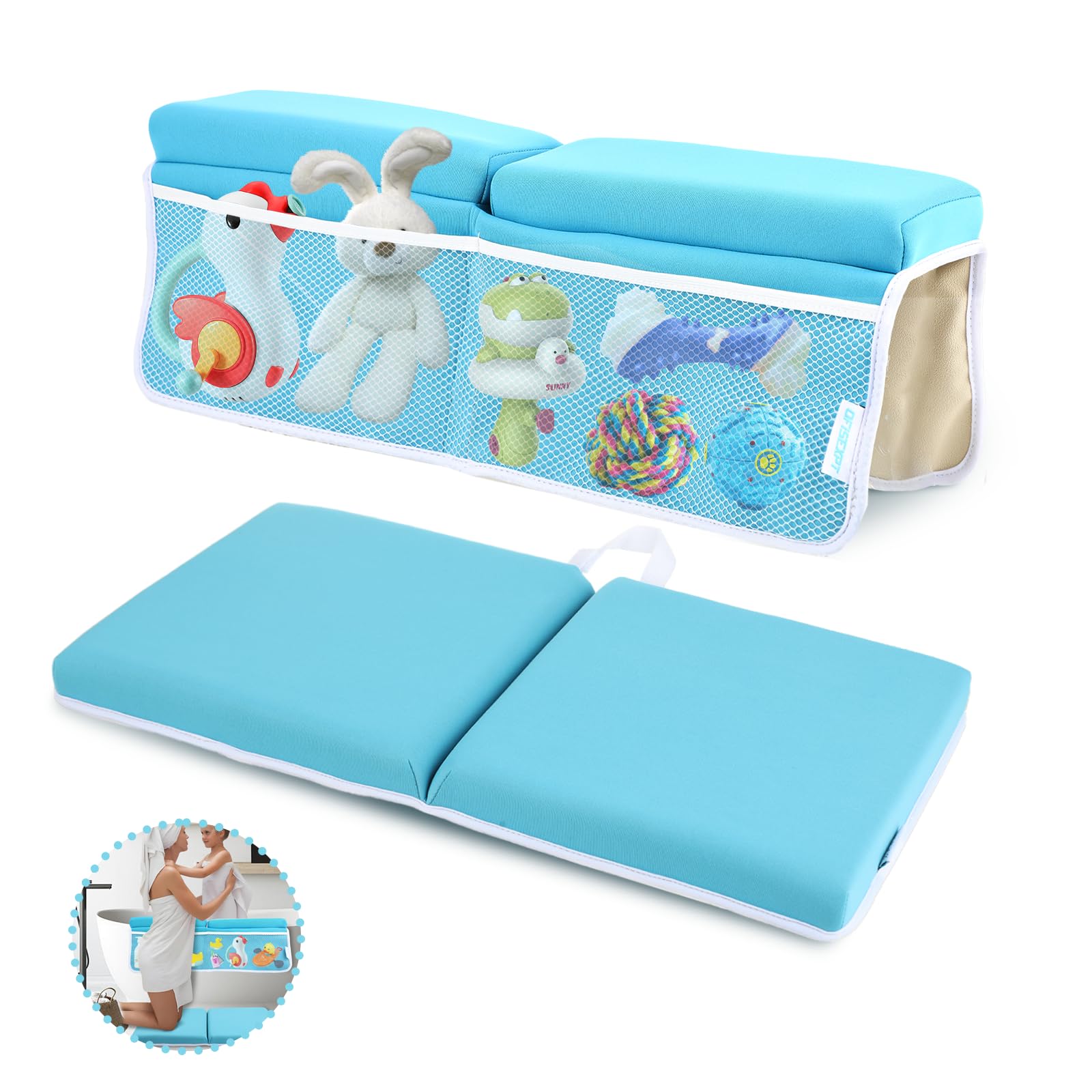 OFiSEXPT bath kneeler blue with cushioned knee support for comfortable bath time.