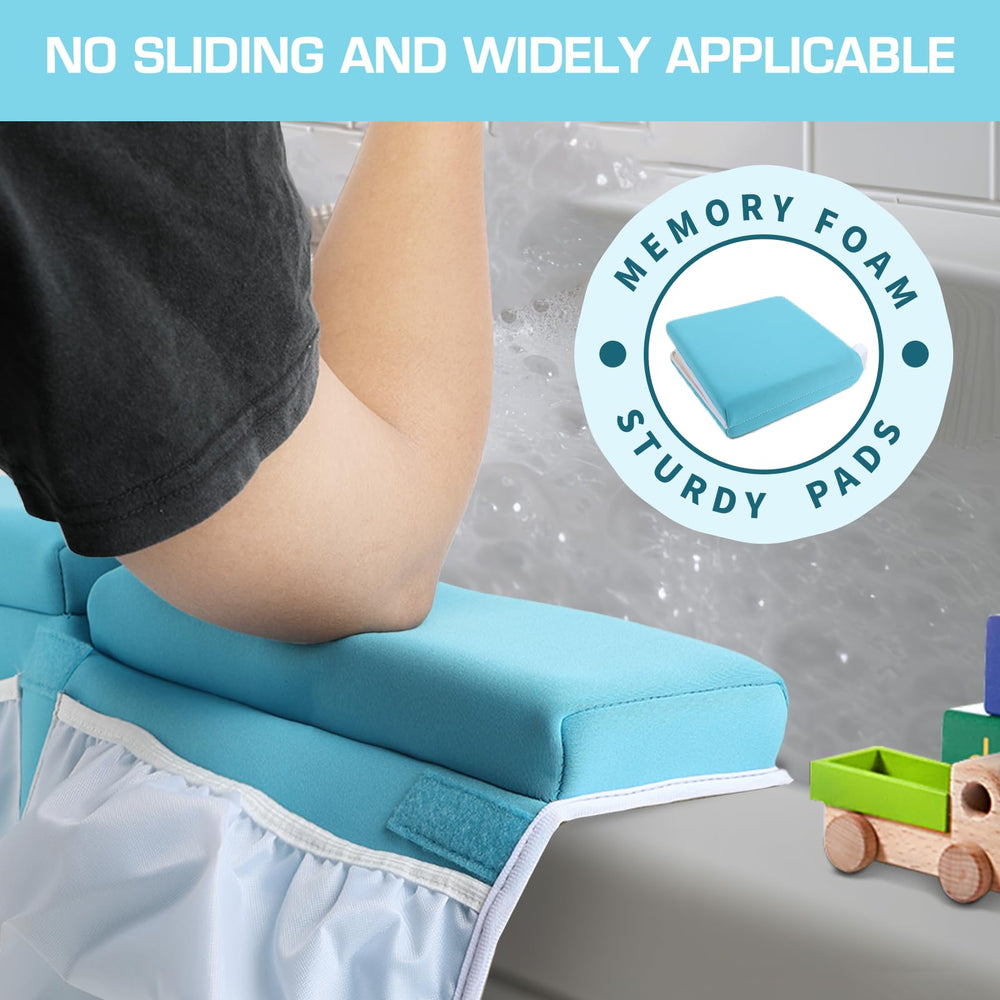 OFiSEXPT blue bath pad in use provides comfortable baby bathing.