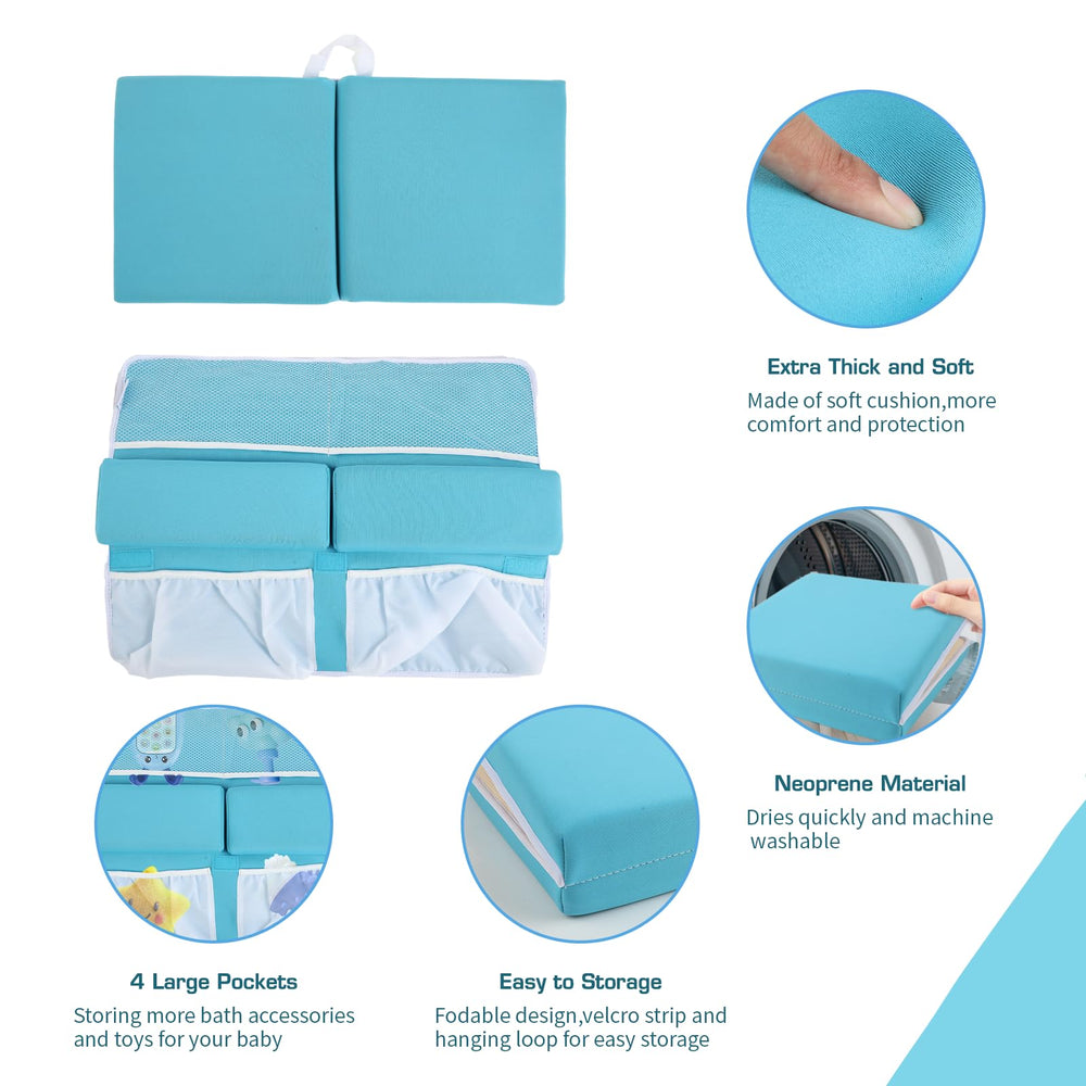 OFiSEXPT non-slip textured surface in blue prevents slips during bath duty.