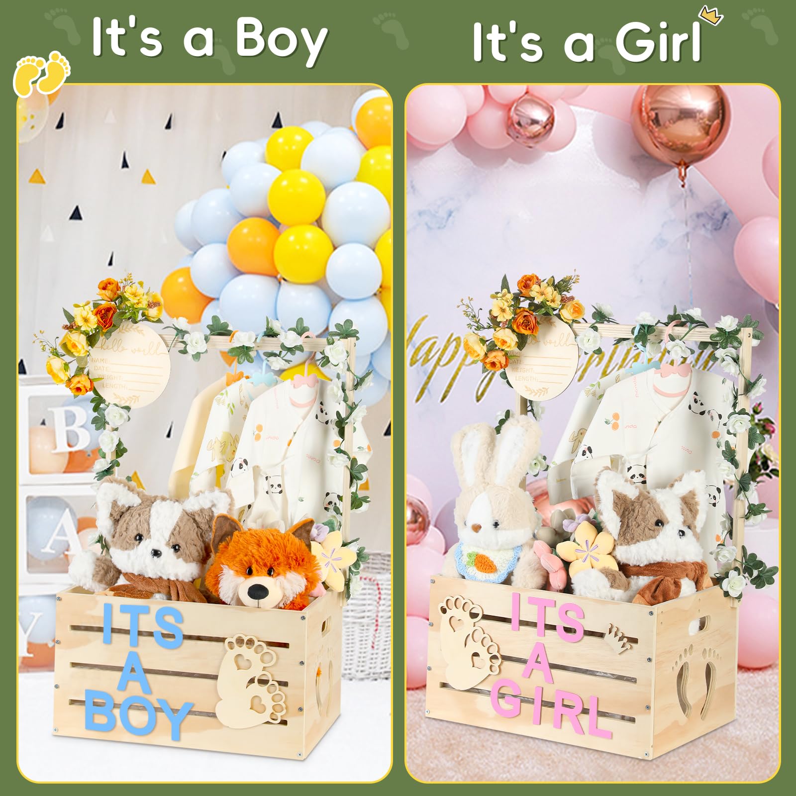 OFUSUY baby shower crate kit includes blackboards and signs for themed decoration