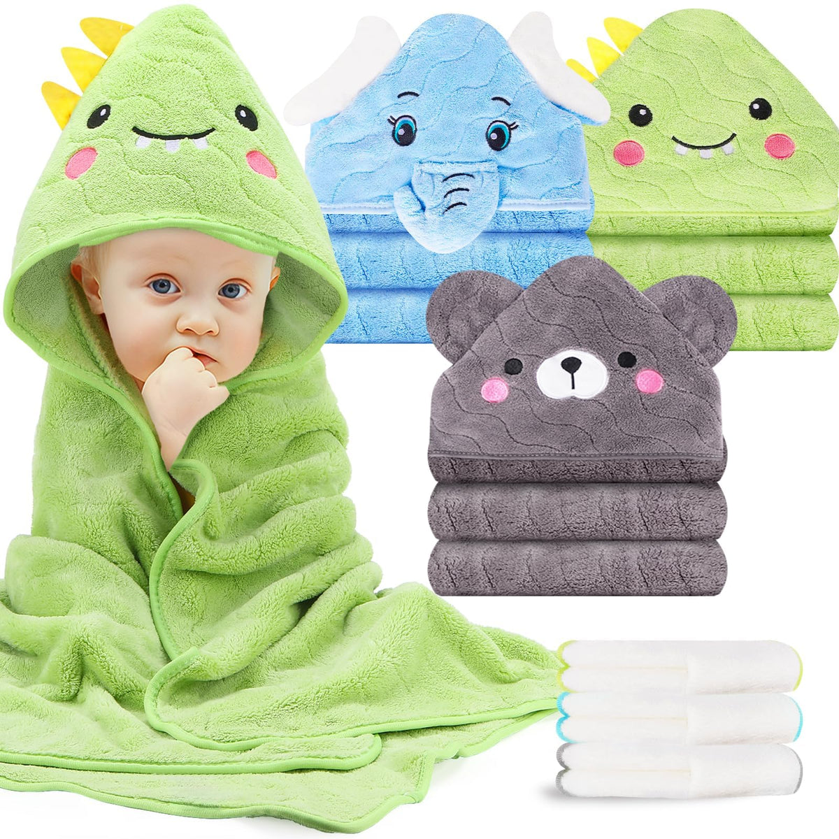 OFUSUY coral fleece baby towel set, ultra-soft and highly absorbent for newborns