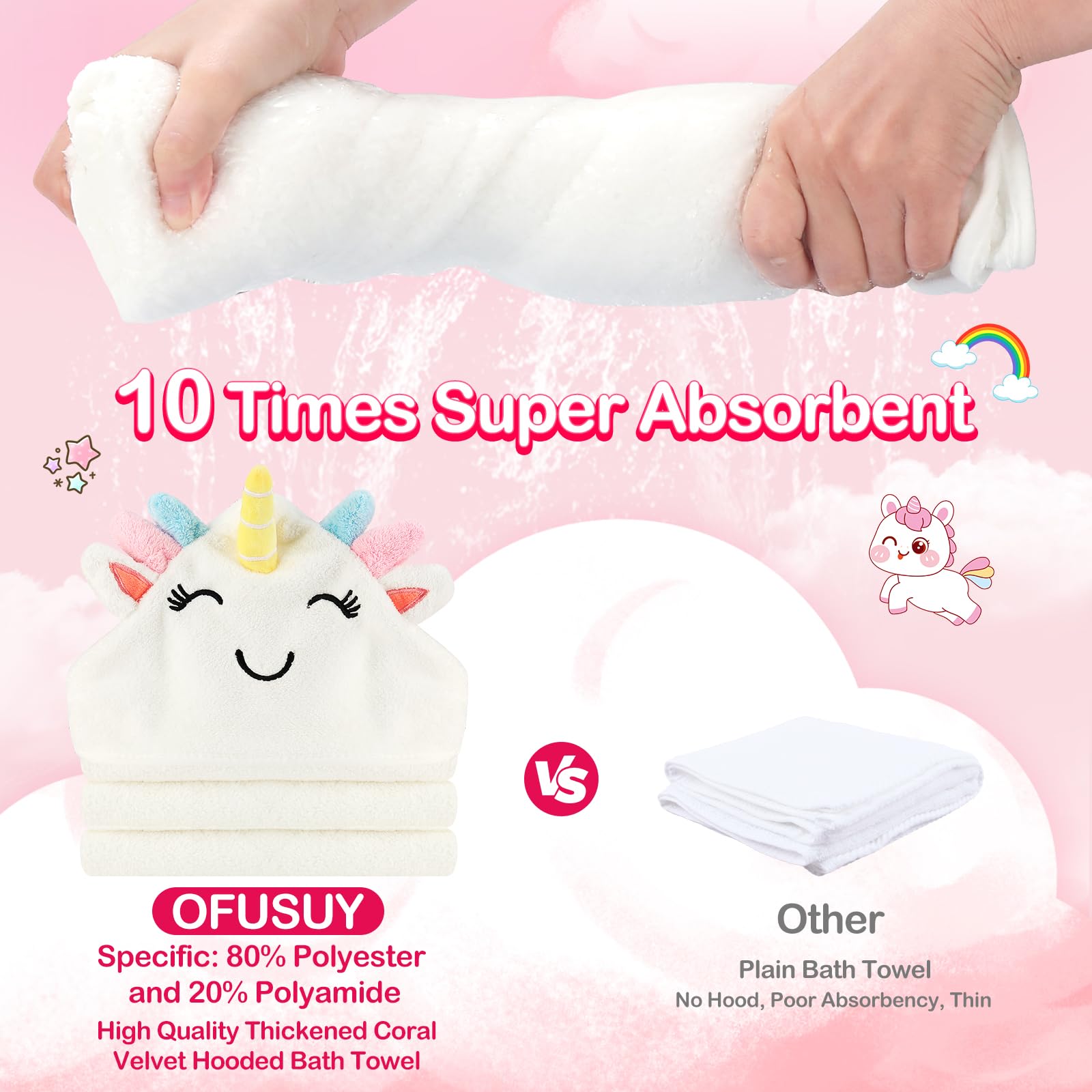 OFUSUY 10x10 washcloths for soft cleanses during bath routines.