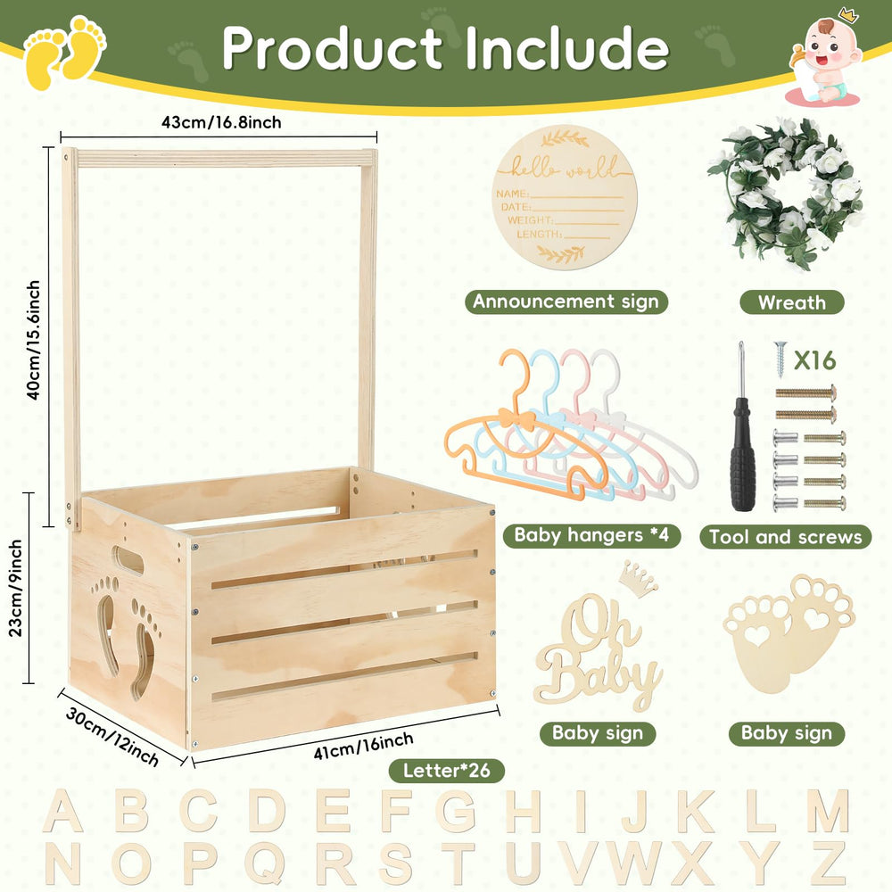 OFUSUY customizable baby shower basket with handle and garland for personalized decor