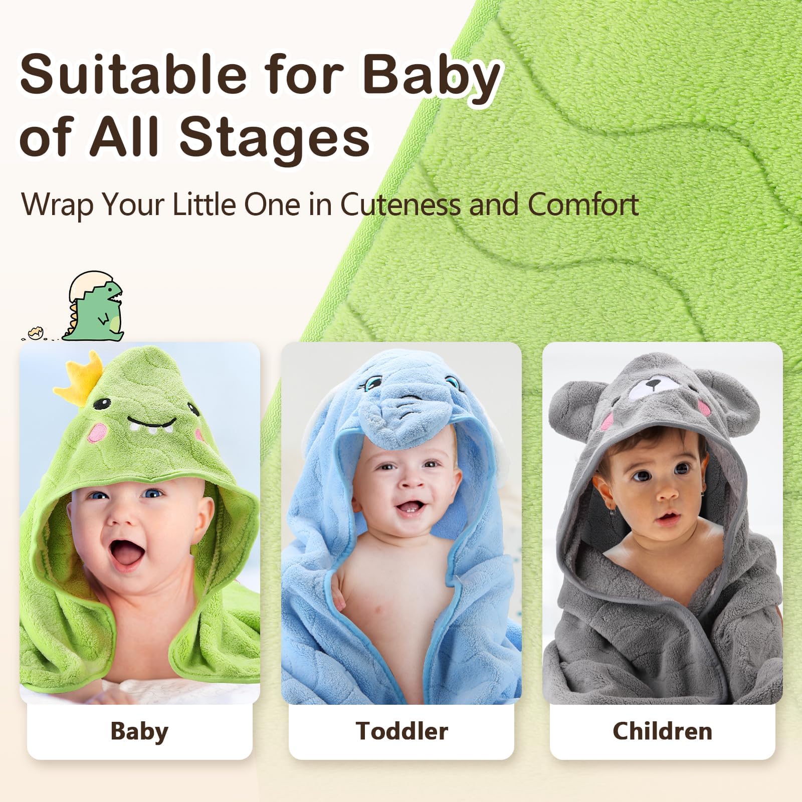 OFUSUY gray bear hooded towel, cozy drying for toddlers
