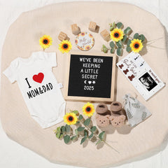 OFUSUY pregnancy announcement letter board for milestone messages in photos.