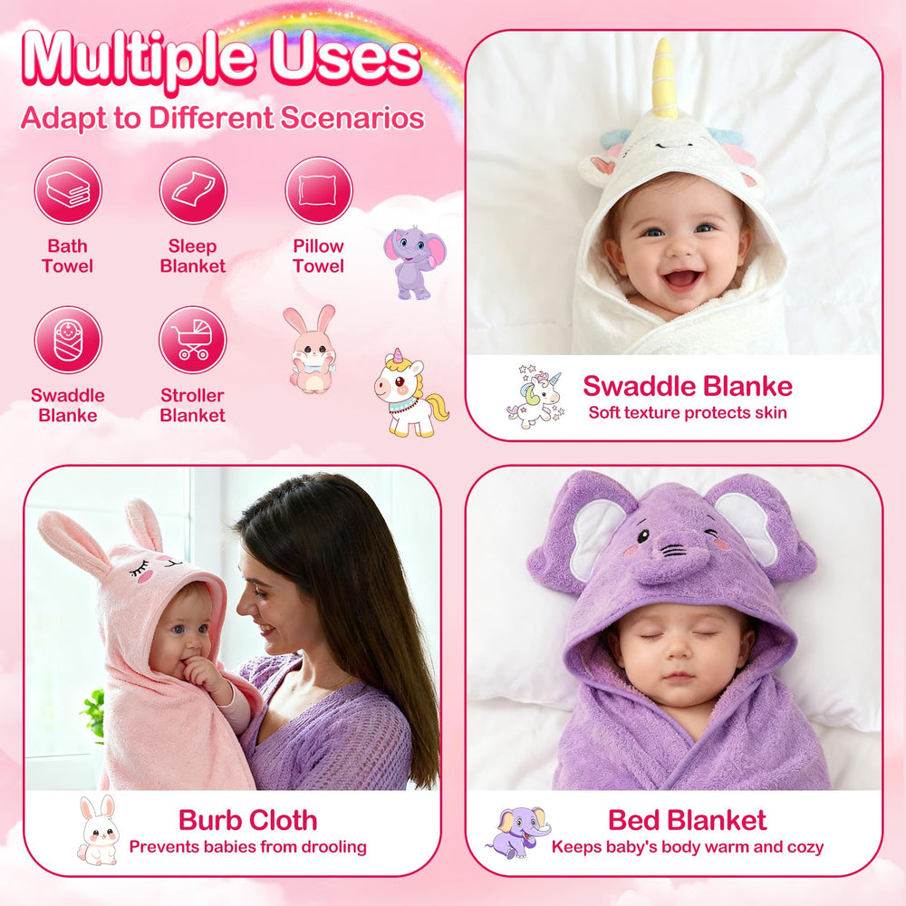 OFUSUY purple elephant hooded towel keeps toddlers warm after baths.