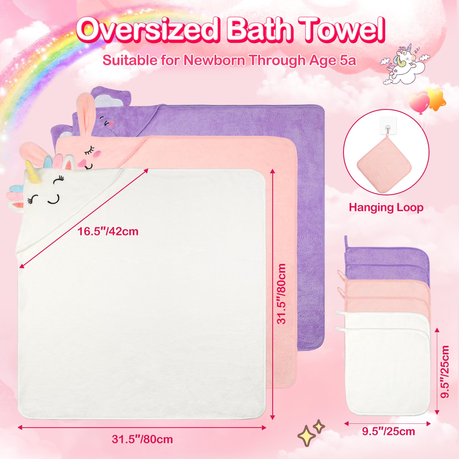 OFUSUY unicorn hooded towel for cozy, smiles-filled bath time.