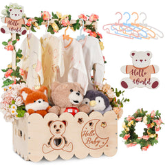 OFUSUY wooden baby shower crate closet with bear design for organized nursery storage.