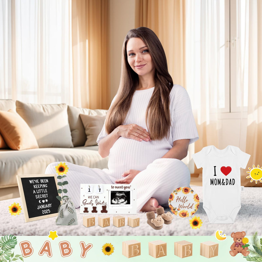 OFUSUY wooden baby sign adds rustic charm to portraits.