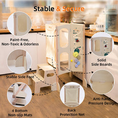 OgiOgi toddler stool with Montessori board for early skills.
