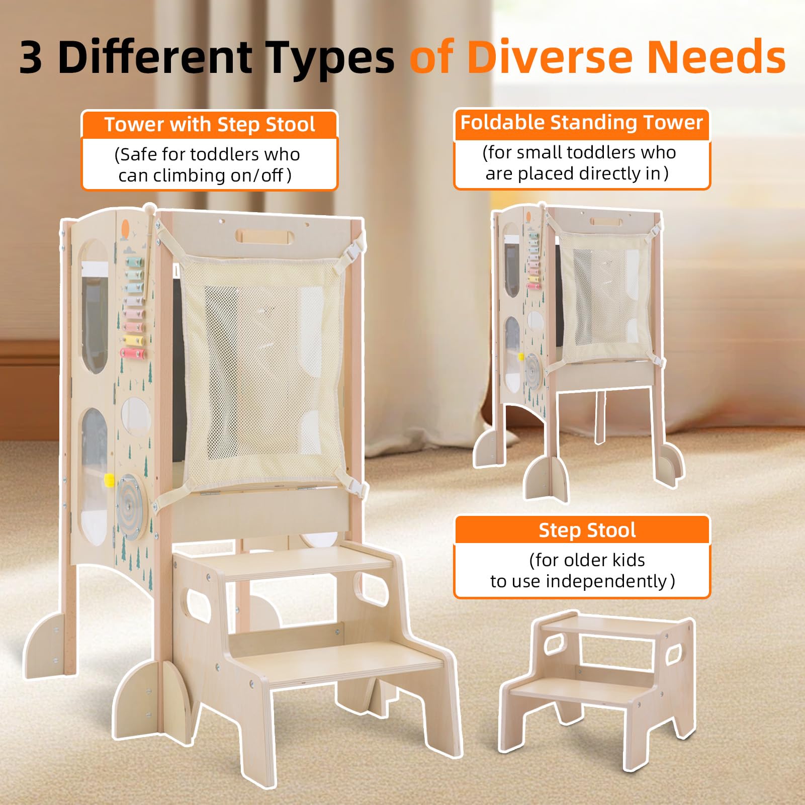 OgiOgi toddler stool with safety net and anti-tilt feet.
