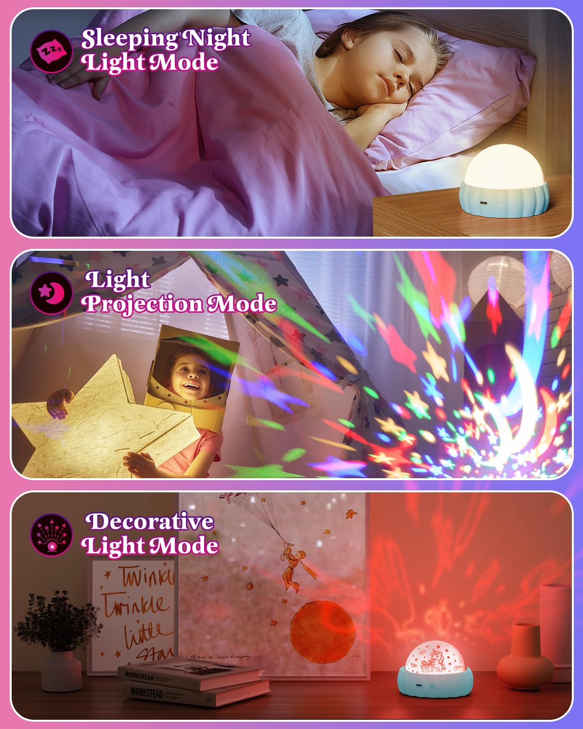 Oharsea Star Projector 360-degree rotation delivers dynamic ceiling visuals.