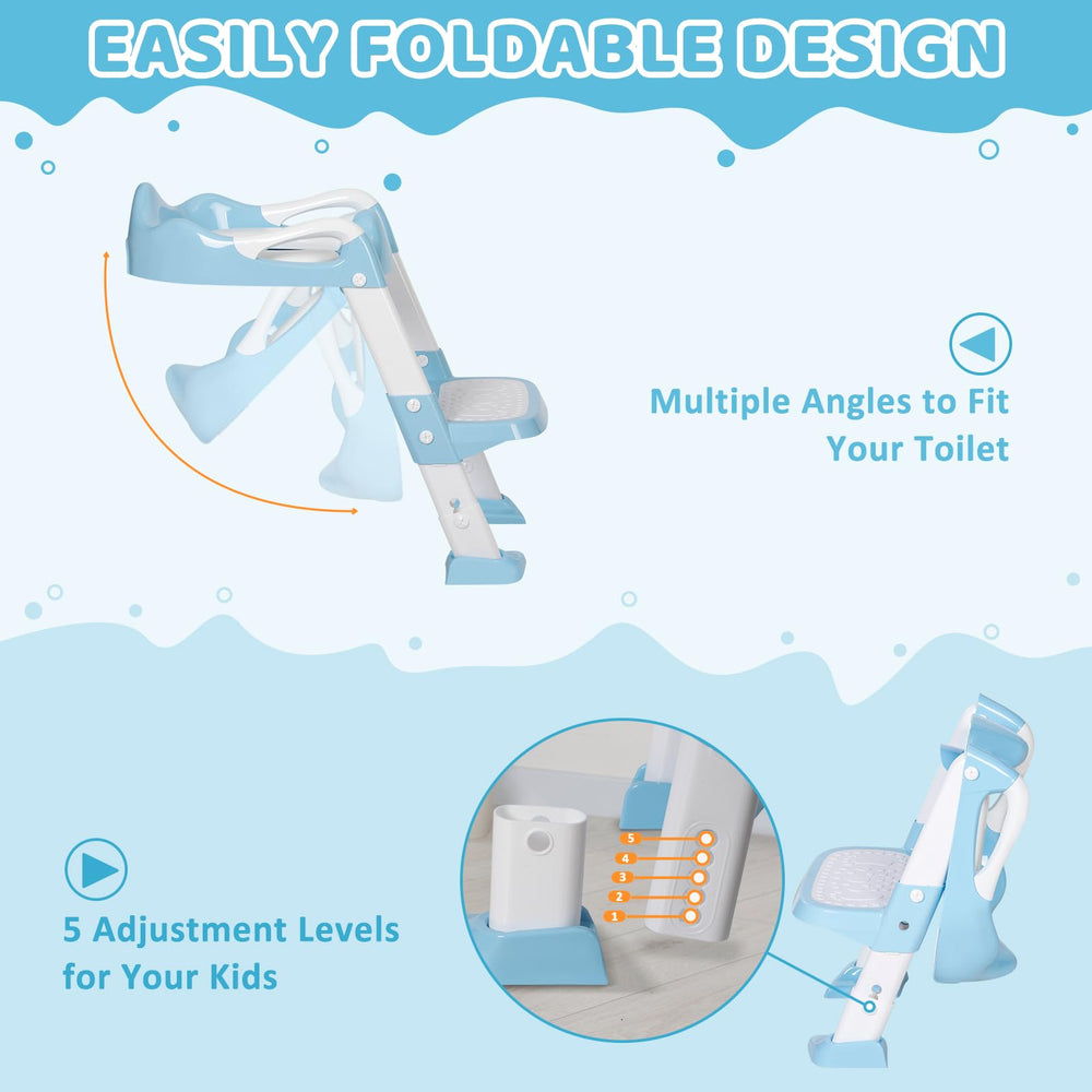 OHKIDS ergonomic handles and ladder image shows kid-friendly climbing on and off.