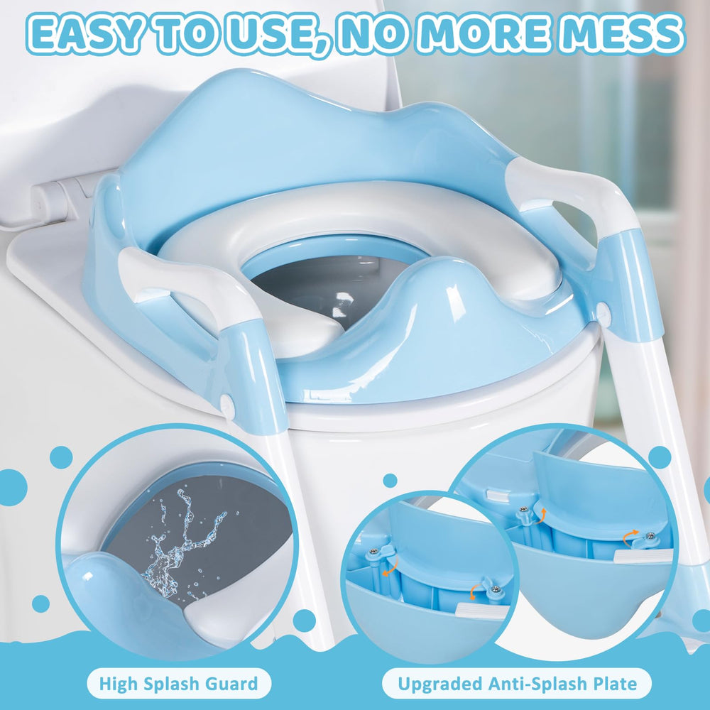OHKIDS adjustable height levels image demonstrates universal fit for most toilets.