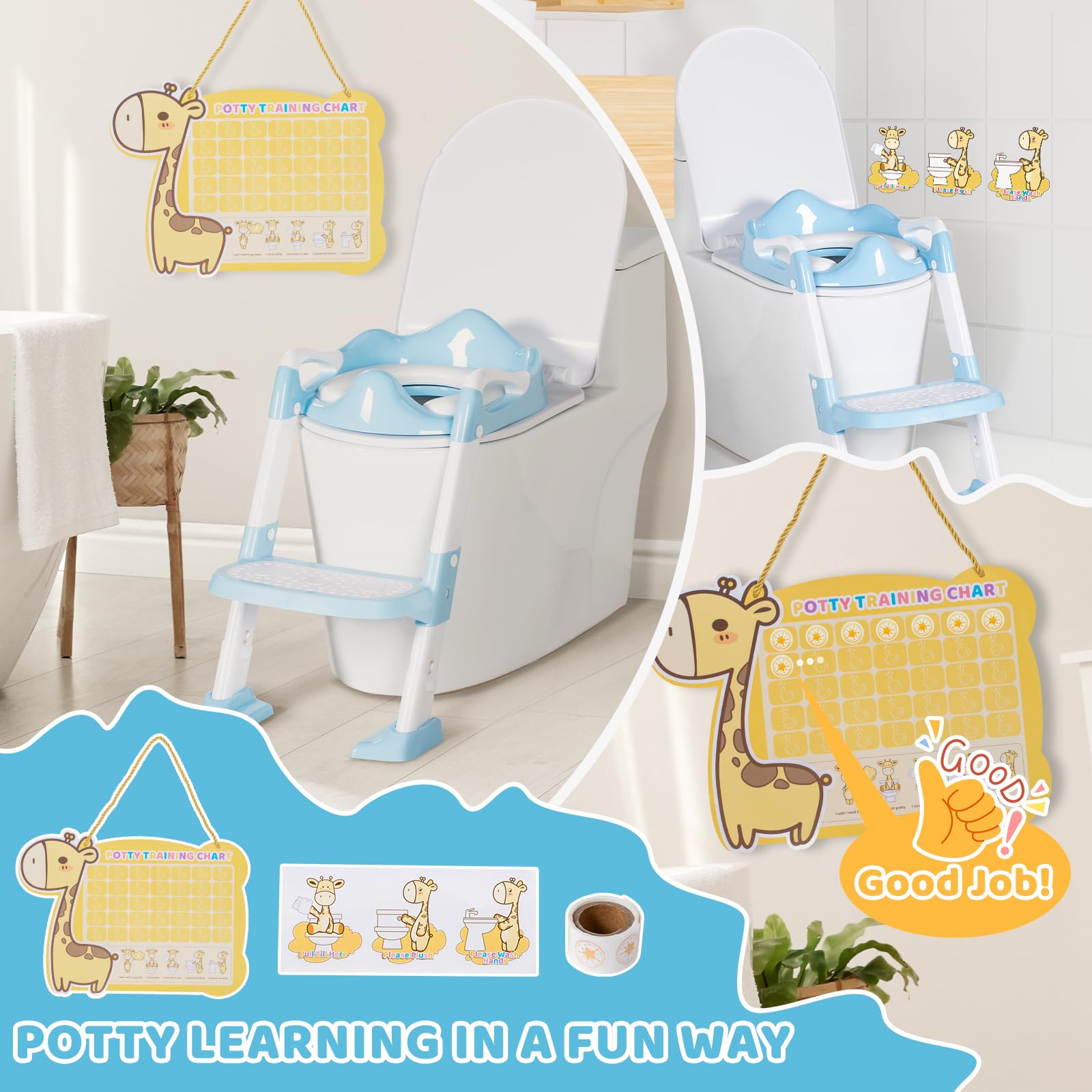 OHKIDS step-stool detail illustrates widened pedal for balanced sits.
