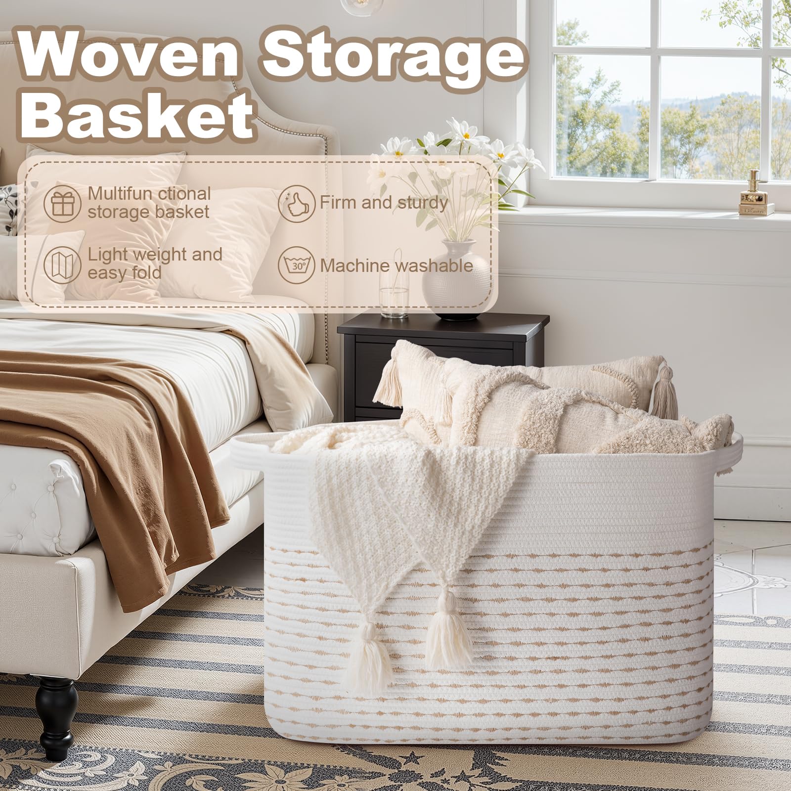 OIAHOMY blanket basket collapses flat for space-saving storage when not in use