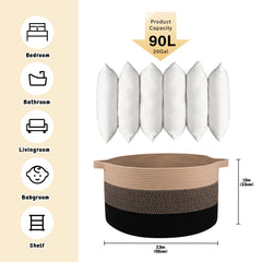 OIAHOMY 90L blanket basket in living room organized and neat.