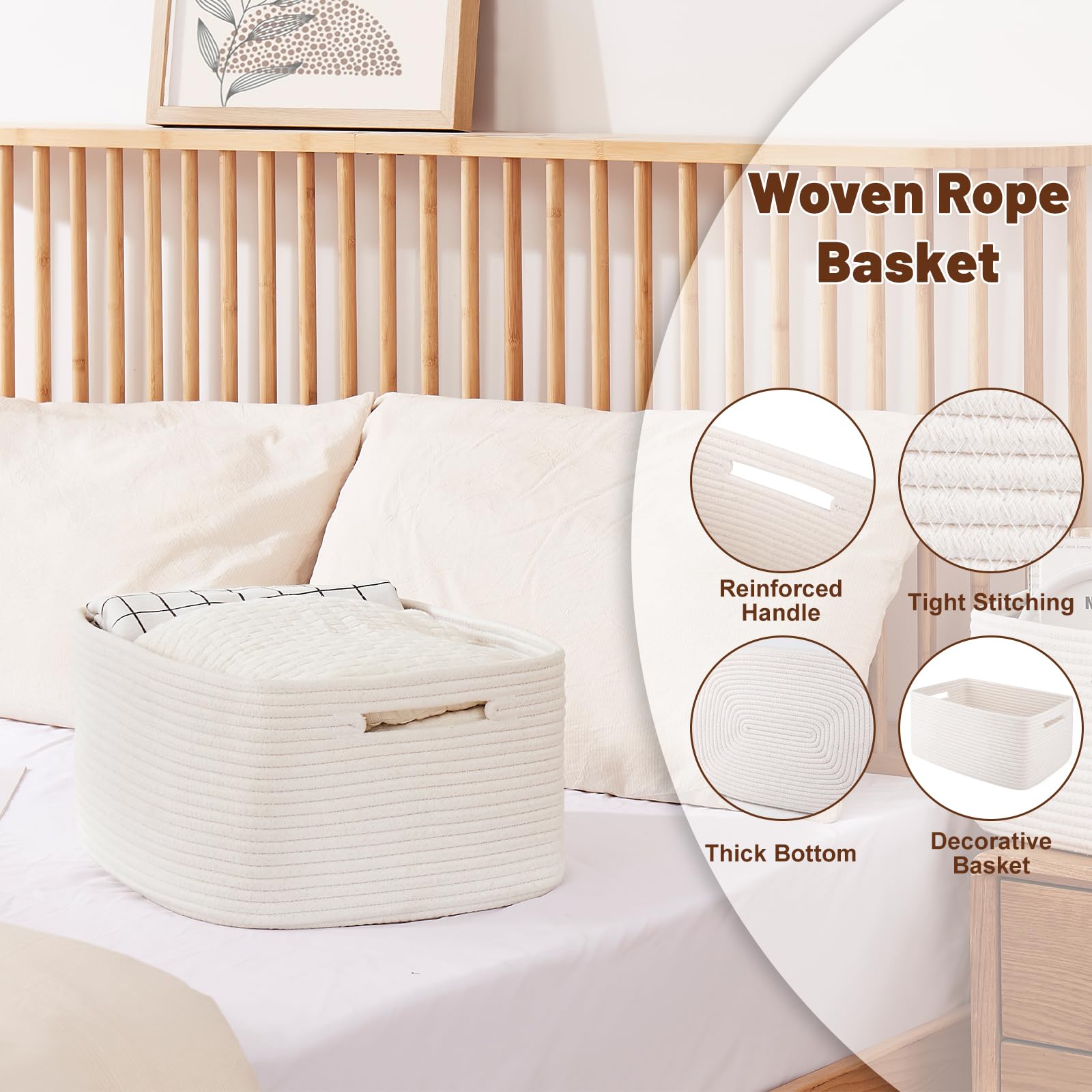 OIAHOMY baby nursery basket offers soft storage without sharp edges.