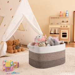 OIAHOMY foldable cotton rope basket with handles for easy transport