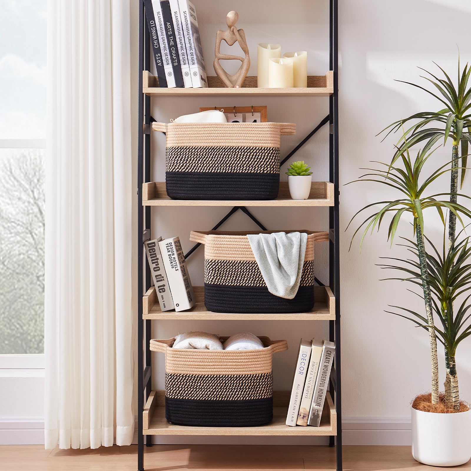 OIAHOMY woven basket adds a Nordic touch to living room decor.