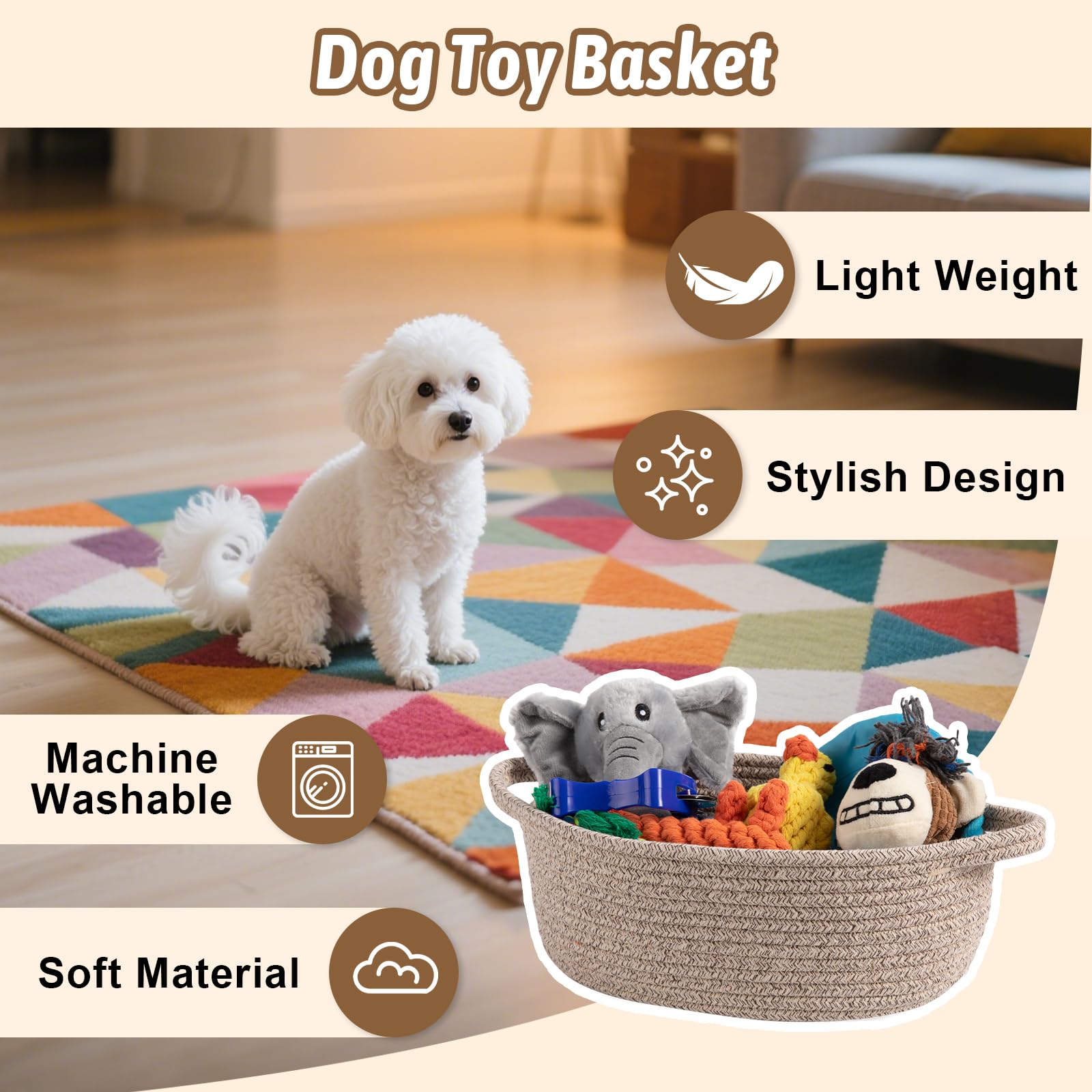 OIAHOMY basket with sturdy handles for easy carrying