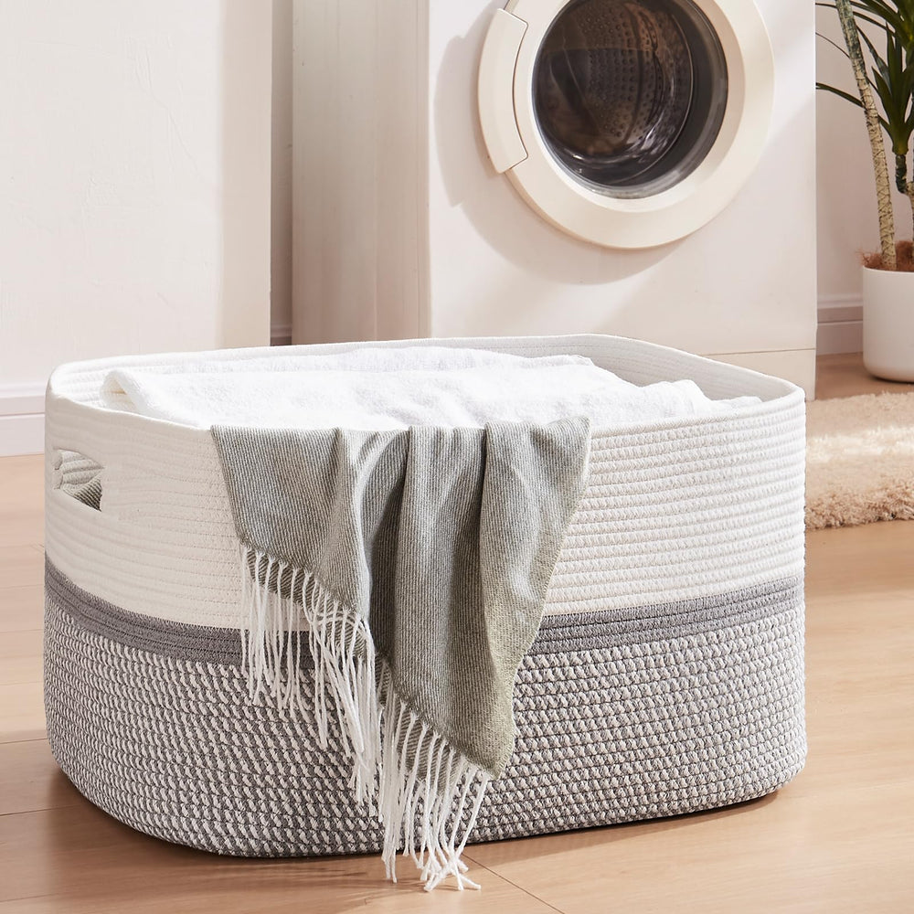 OIAHOMY blanket basket with handles for easy toy organization